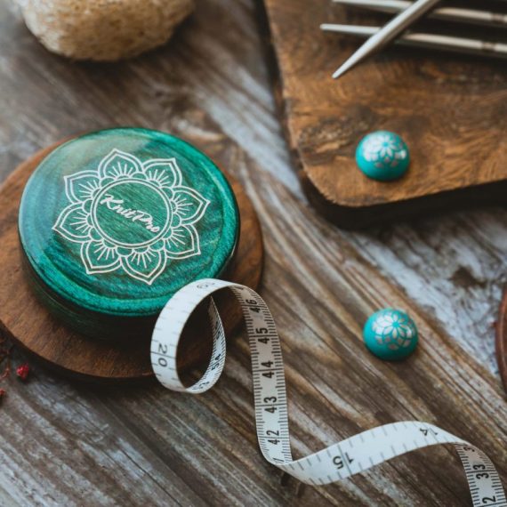 Mindful Teal Retractable Wooden Tape Measure