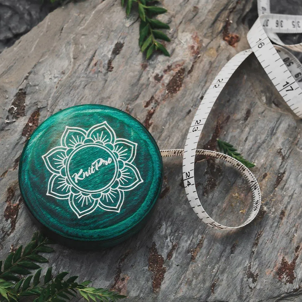 KnitPro Mindful Teal Retractable Wooden Tape Measure