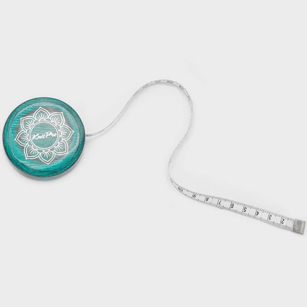 KnitPro Mindful Teal Retractable Wooden Tape Measure