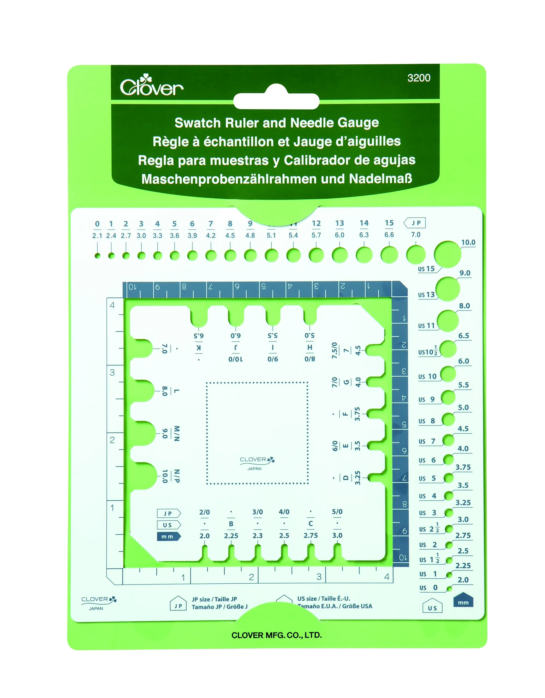 Clover Swatch and Needle Gauge