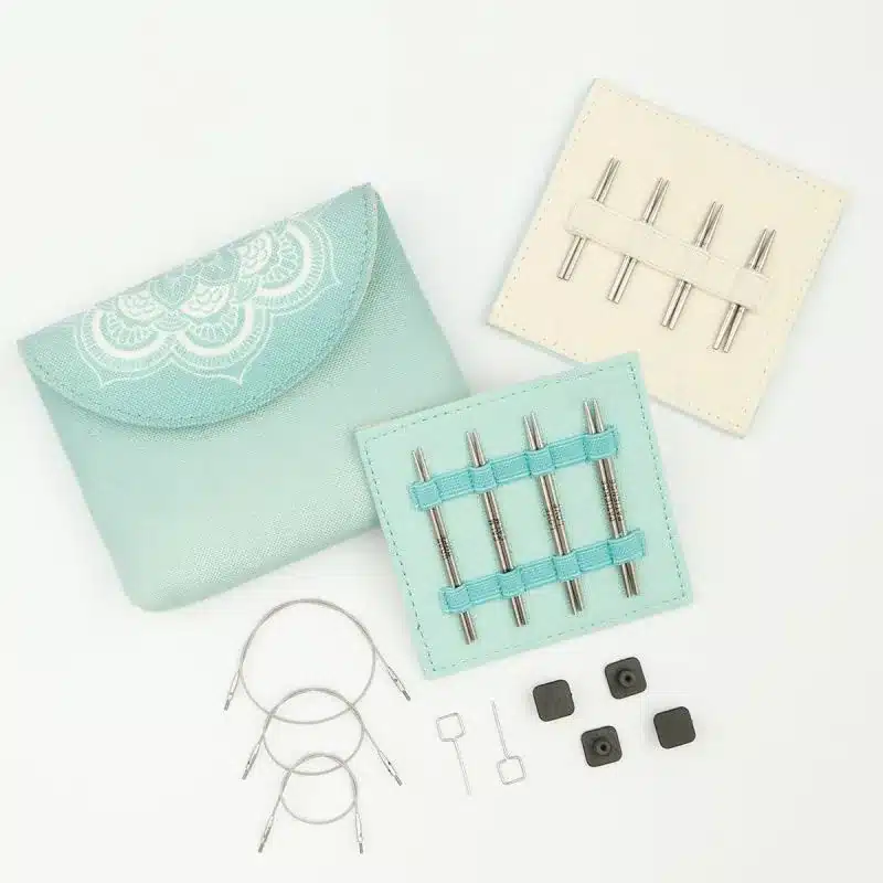 knitting kit with needles and accessories.